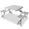 Folding Picnic Table w/ 4 Seats Umbrella Hole 33.7x26.4in Portable Aluminum Table Total 859LBS Weight Capacity