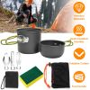 8Pcs Camping Cooking Ware Set Camping Stove Cookware Set Aluminum Pot Foldable Knife Fork Spoon