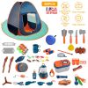 56Pcs Kids Role Play Camping Set For Toddlers over 3 years old