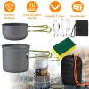 8Pcs Camping Cooking Ware Set Camping Stove Cookware Set Aluminum Pot Foldable Knife Fork Spoon