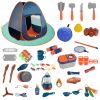 56Pcs Kids Role Play Camping Set For Toddlers over 3 years old
