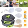 9Pcs Camping Cookware Aluminum Pot Pans Set