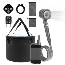Portable Shower for Camping Include IPX7 Waterproof 6000mAh Rechargeable Pump Filtered Shower Head 5.3Gallon Foldable Bucket