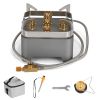 12000W Portable Camping Stove With Cassette Adapter, Windproof, Carrying Case Igniter