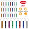 35 aluminum alloy emergency whistles with keychains—extra loud for camping, hiking, hunting, and outdoor emergencies