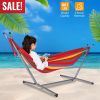 Brazilian Double Hammock 2-Person Steel Canvas Stand w/ Portable Carrying Case  661 LBS Max Load