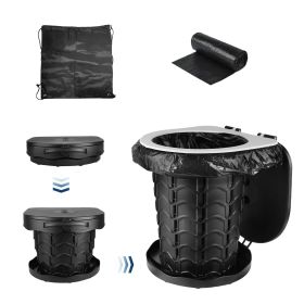 Retractable Portable Potty for Adults Emergency Toilet Kit with Adjustable Height Lid, 20 Garage Bags, Carry Bag