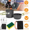 8Pcs Camping Cooking Ware Set Camping Stove Cookware Set Aluminum Pot Foldable Knife Fork Spoon