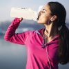34oz Glass Sports Water Bottle with Straw, Time Marker, Silicone Sleeve, Handle, and Intake Tracker