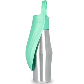 25OZ Portable Dog Water Bottle Foldable Stainless Steel Water Dispenser Leak-Proof Design (Option: Green)