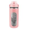 64oz glass sports water bottle with motivational time marker, straw, silicone sleeve, handle, and hydration tracker