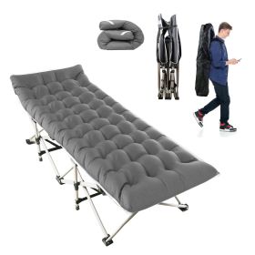 Portable folding camping cot with soft double-sided pad, supports up to 440 lbs (Option: Grey)