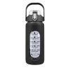 64oz glass sports water bottle with motivational time marker, straw, silicone sleeve, handle, and hydration tracker