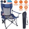 Folding Camping Chair—Heavy Duty Steel, 330LBS Capacity, Reclining Backrest, Cup Holder, Pillow, Side Pocket, Carry Bag