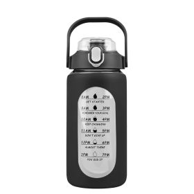 34oz Glass Sports Water Bottle with Straw, Time Marker, Silicone Sleeve, Handle, and Intake Tracker (Option: 32OZ_Black)