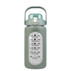 34oz Glass Sports Water Bottle with Straw, Time Marker, Silicone Sleeve, Handle, and Intake Tracker (Option: 32OZ_Green)