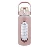 64oz glass sports water bottle with motivational time marker, straw, silicone sleeve, handle, and hydration tracker