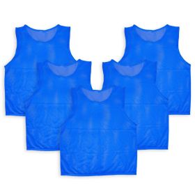 5Pcs Mesh Scrimmage Vests Soccer Basketball Team Training Pinnies Jerseys Shirt Adult Size (Option: Blue_Adult)