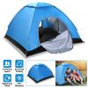 4 Persons Camping Waterproof Pop Up Tent w/2 Mosquito Net Doors Carrying Bag