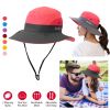 Summer Sun Bucket Hats Foldable UV Protection Cotton Wide Brim Floppy Cap Packable Ponytail Mesh