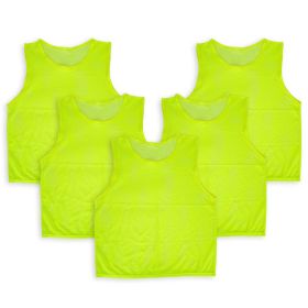 5Pcs Mesh Scrimmage Vests Soccer Basketball Team Training Pinnies Jerseys Shirt Adult Plus Size (Option: Green_AdultPlus)