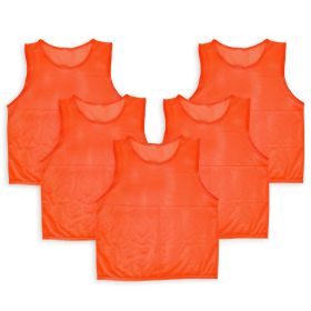 5Pcs Mesh Scrimmage Vests Soccer Basketball Team Training Pinnies Jerseys Shirt Adult Size (Option: Orange_Adult)