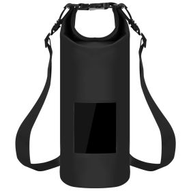 Floating Waterproof Dry Bag – 20L Roll-Top Lightweight Storage Sack with Transparent Window (Option: 20L_Black)