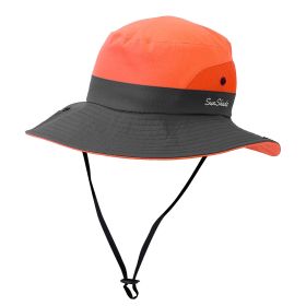 Summer Sun Bucket Hats Foldable UV Protection Cotton Wide Brim Floppy Cap Packable Ponytail Mesh (Option: Orange)