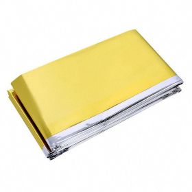 Windproof Emergency Blanket; Outdoor Survival First Aid; Military Rescue Kit; Waterproof Foil Thermal Blanket (Color: Golden)