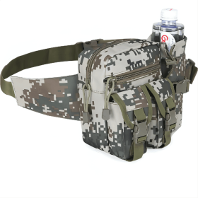 1pc Men's Adjustable Denim Camouflage Large Capacity Zipper Waist Bag (Color: Army Camouflage)