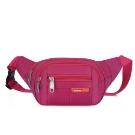 Casual Multifunctional Waist Bag; Adjustable Durable Large Capacity (Color: Rose Red)
