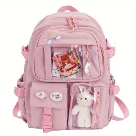 Travel Backpack - Multi-Pocket Waterproof, Transparent Bag,Large Capacity, Laptop Backpack Reinforcement (Color: Pink)