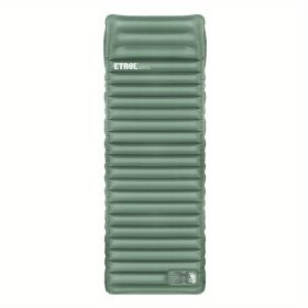 Foldable/Inflatable Sleeping Pad with Pillows; Waterproof & Lightweight (Color: Light Green)