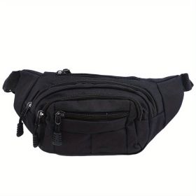 Unisex Large-capacity Wear-resistant Sports Waist-Shoulder-Chest Bag (Color: Black)