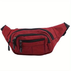 Unisex Large-capacity Wear-resistant Sports Waist-Shoulder-Chest Bag (Color: Red)