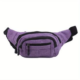 Unisex Large-capacity Wear-resistant Sports Waist-Shoulder-Chest Bag (Color: Purple)