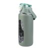 64oz glass sports water bottle with motivational time marker, straw, silicone sleeve, handle, and hydration tracker