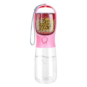 18.6OZ Portable Dog Water Bottle Pet Water Dispenser with Detachable Food Container Leak-Proof Lock Design (Option: Pink)