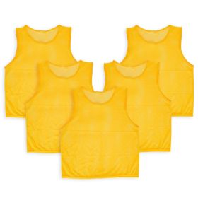 5Pcs Mesh Scrimmage Vests Soccer Basketball Team Training Pinnies Jerseys Shirt Adult Size (Option: Yellow_Adult)