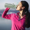 34oz Glass Sports Water Bottle with Straw, Time Marker, Silicone Sleeve, Handle, and Intake Tracker