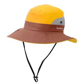 Summer Sun Bucket Hats Foldable UV Protection Cotton Wide Brim Floppy Cap Packable Ponytail Mesh (Option: Yellow)